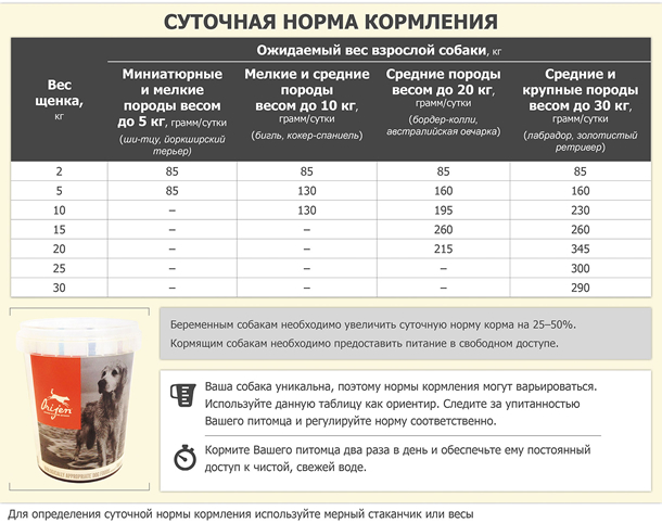 Как рассчитать дозировку сухого корма для собак: примеры рациона